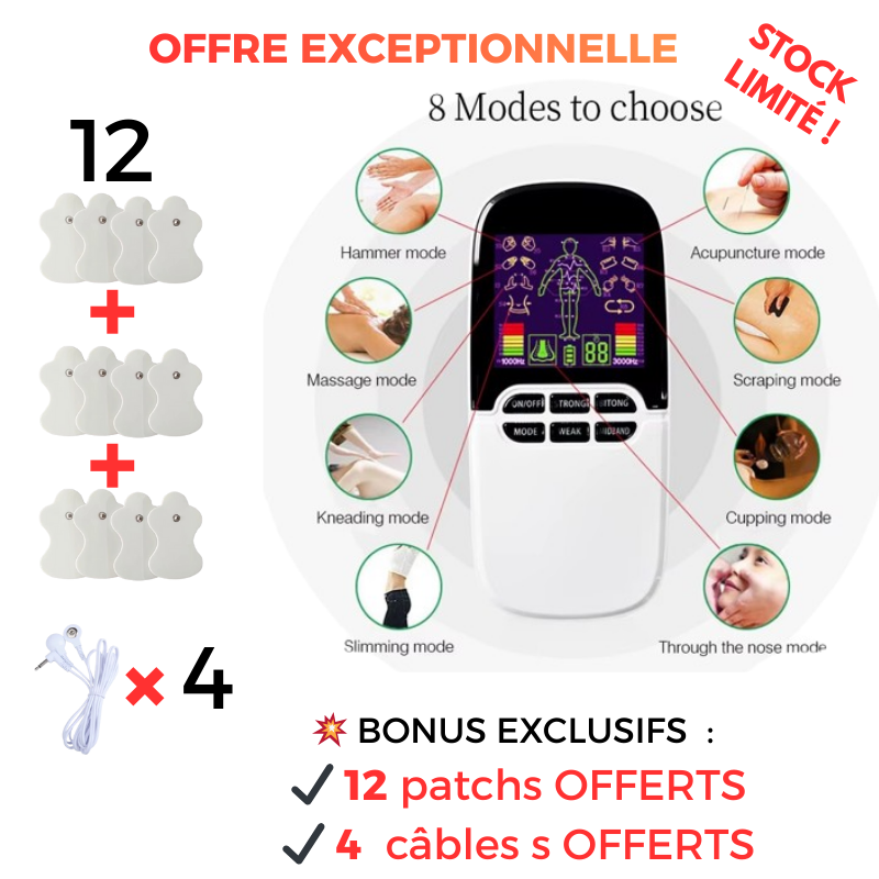 🧘‍♂️ Appareil de Massage Électrostimulation – 8 Modes | Double Sortie | Offre Spéciale